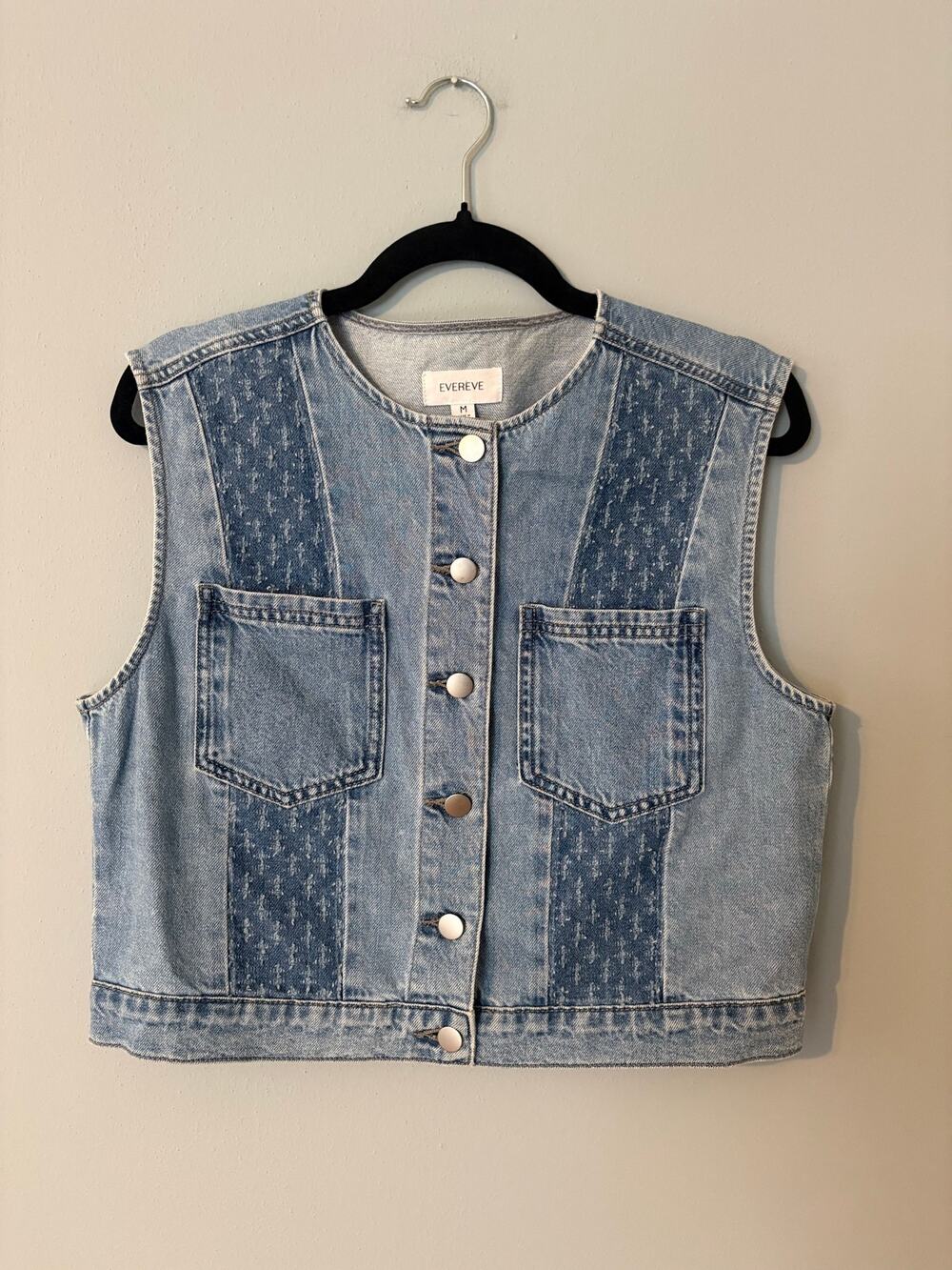 Evereve Greta Pieced Denim vest, womens size M